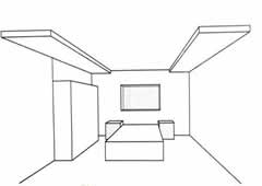 室内设计手绘表现透视图中一点透视画法3